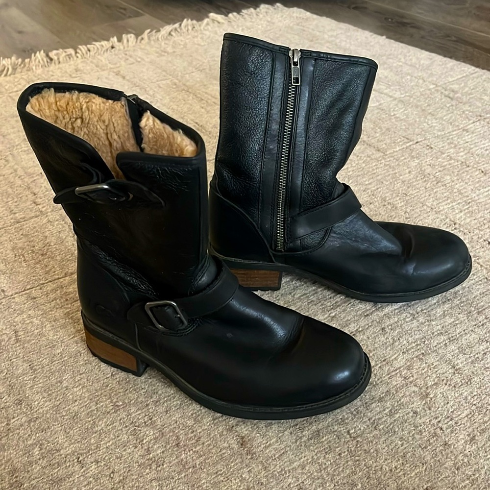 UGG Black Mid-Shin Leather Boot